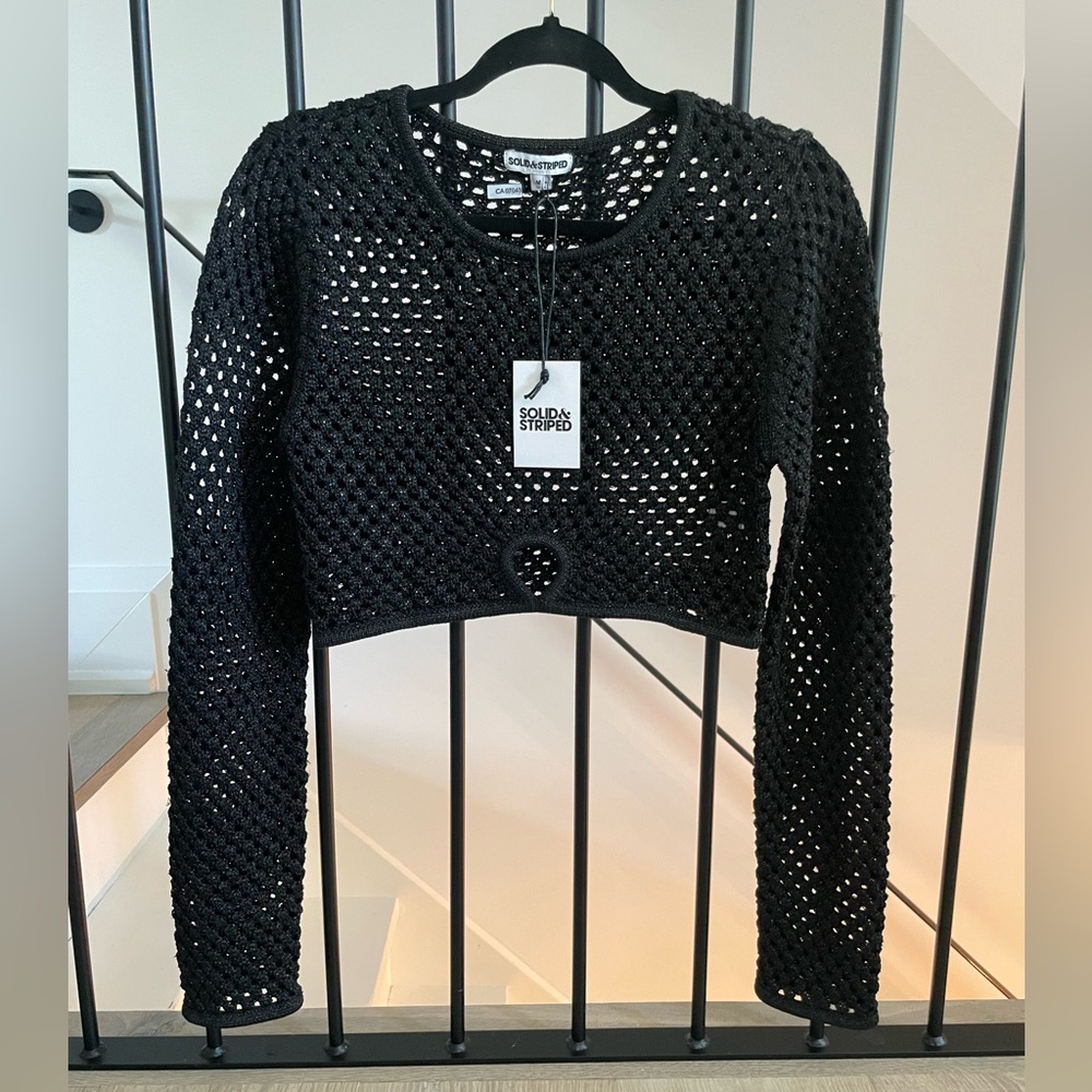 Solid & Striped “The Gretchen” Crochet Top – Blackout – Size M – NWT